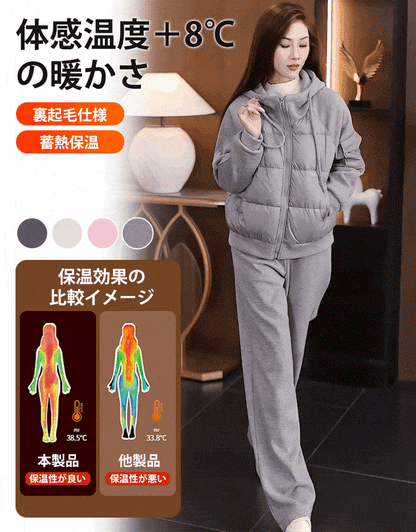 ダウンジャケット＋裏起毛パンツセットアップ