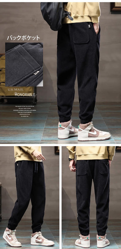 メンズ裏起毛カジュアルティーパードパンツ